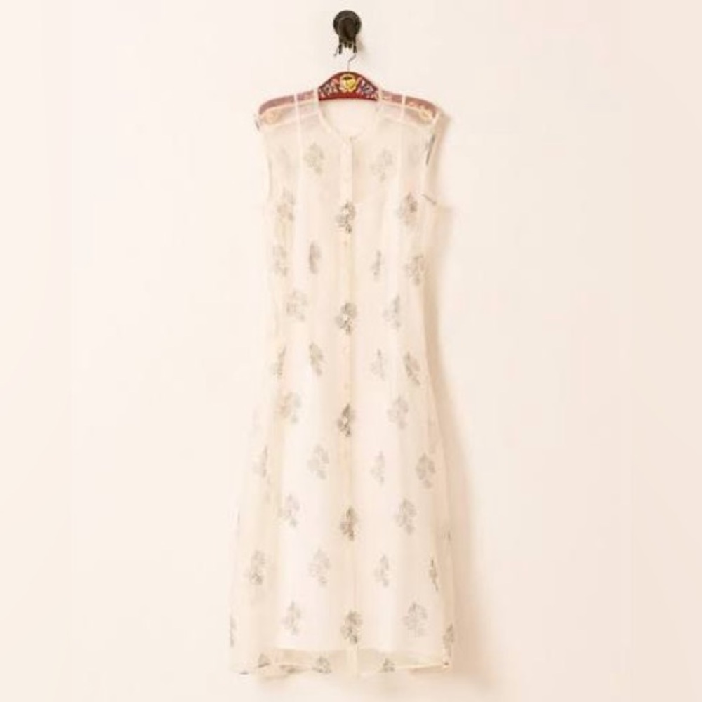Alix Of Bohemia Cream Sleeveless Embroidered Midi Dress